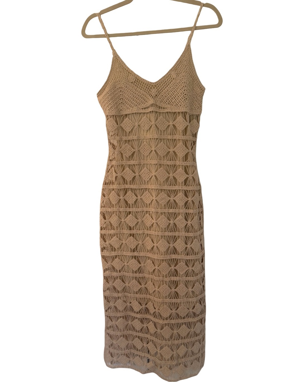 Cream Crochet Knit Maxi Dress S NWT - Picture 2 of 8